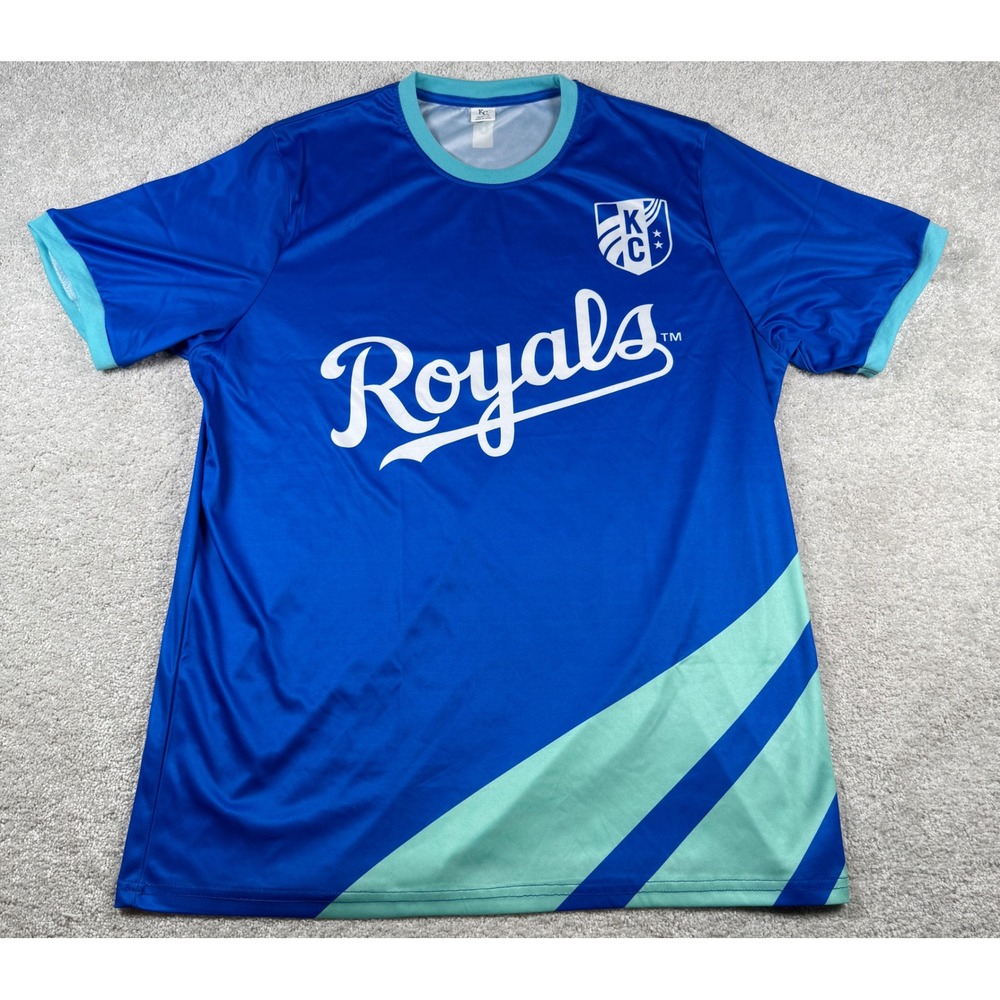 Kansas City Royals SGA Baseball Jersey Shirt KC Current Soccer Men XL Blue Teal